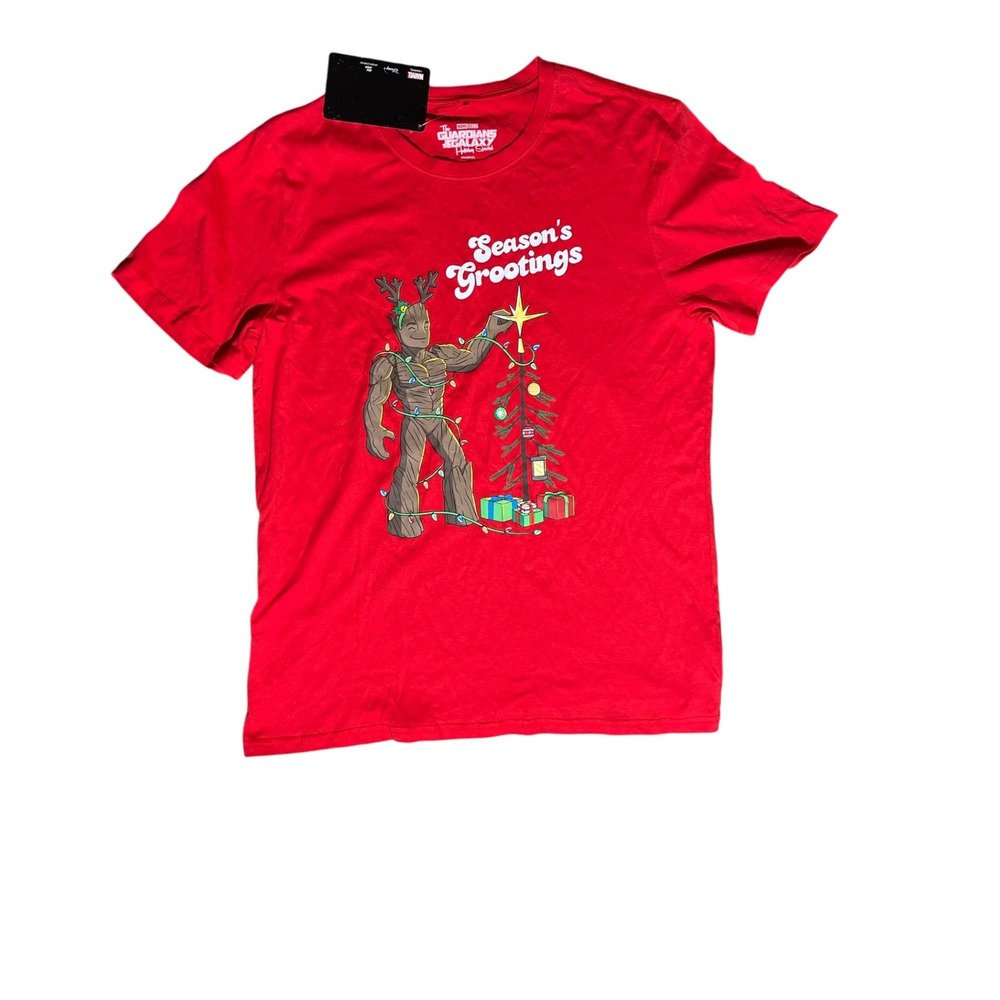 Marvel Guardians of the Galaxy Groot Christmas Holiday T-Shirt Red XXL NWT